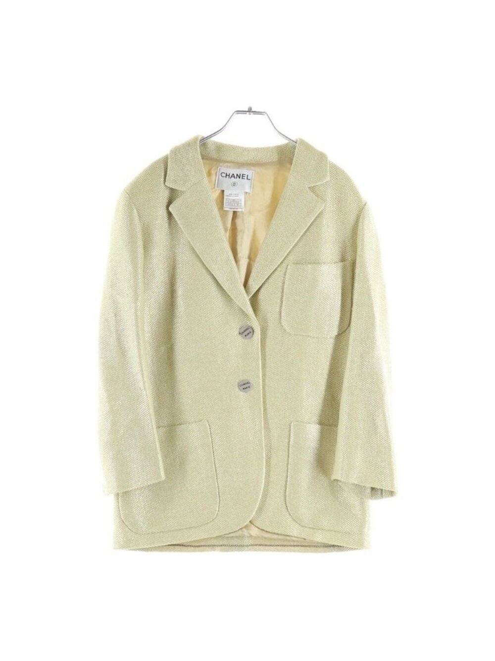 Chanel Collection Cotton Rayon Tailored Jacket Beige